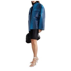 MAISIE WILEN Oversized Jacket One Size Snakeskin Pattern Blue Made in USA NWT